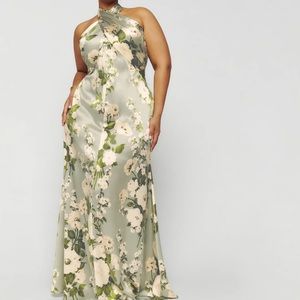 Reformation Veria Silk Dress in Tarragon
